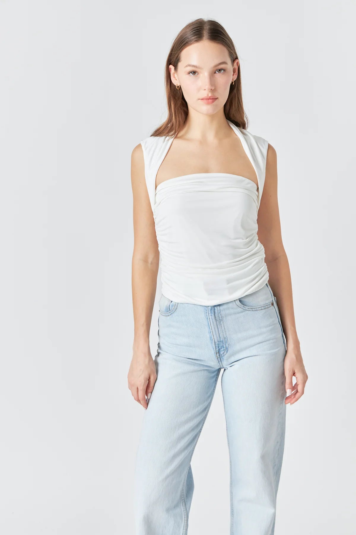 Angelo basic contour top in white