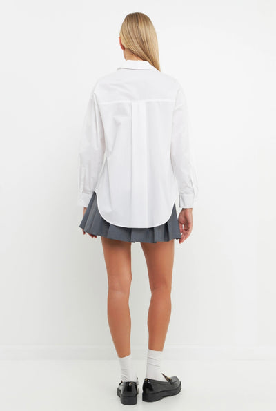 Bow poplin shirt