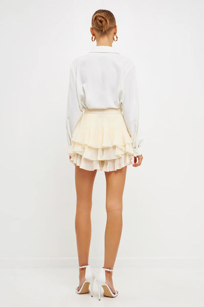 Chiffon pleated skort