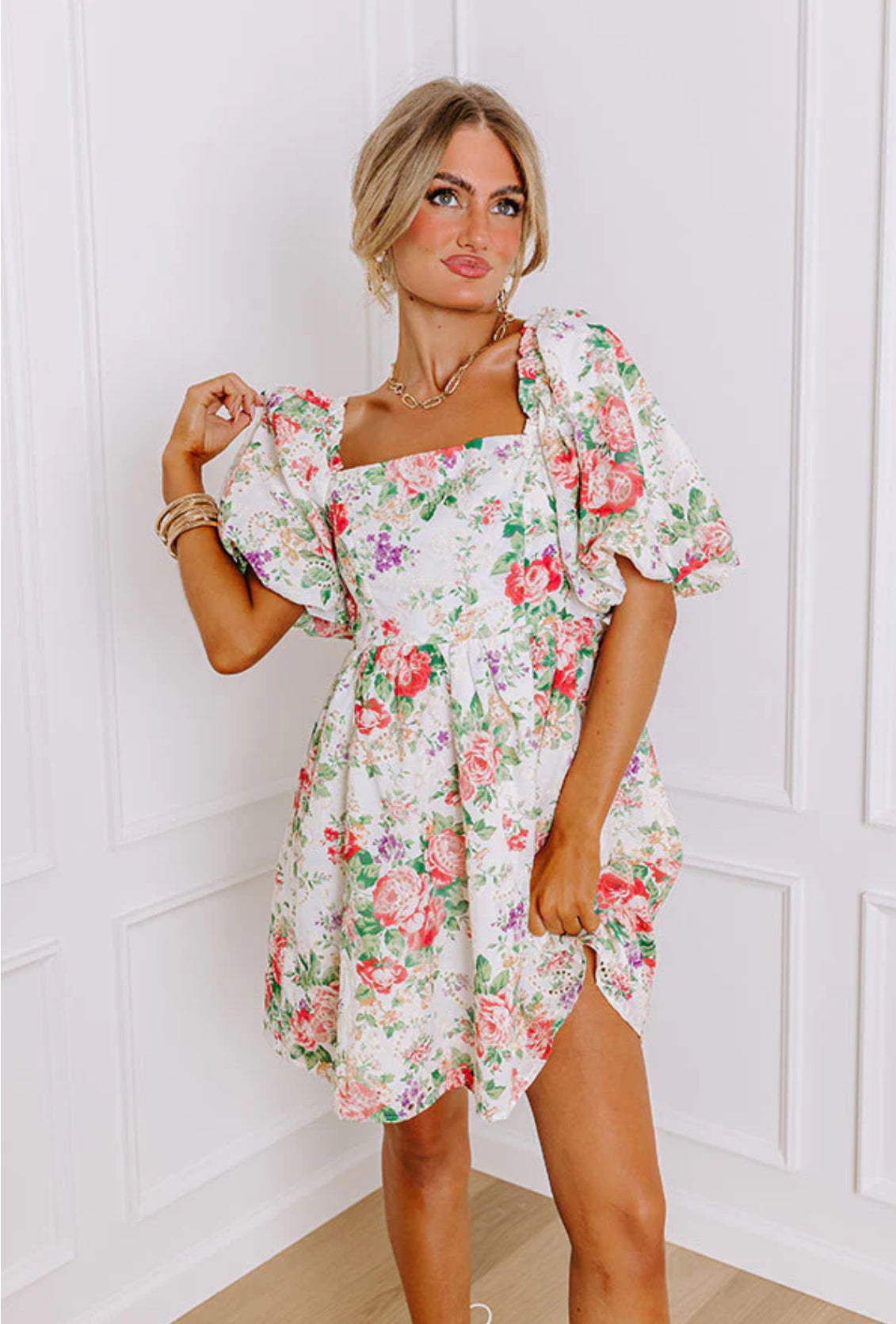 Garden bliss eyelet mini dress