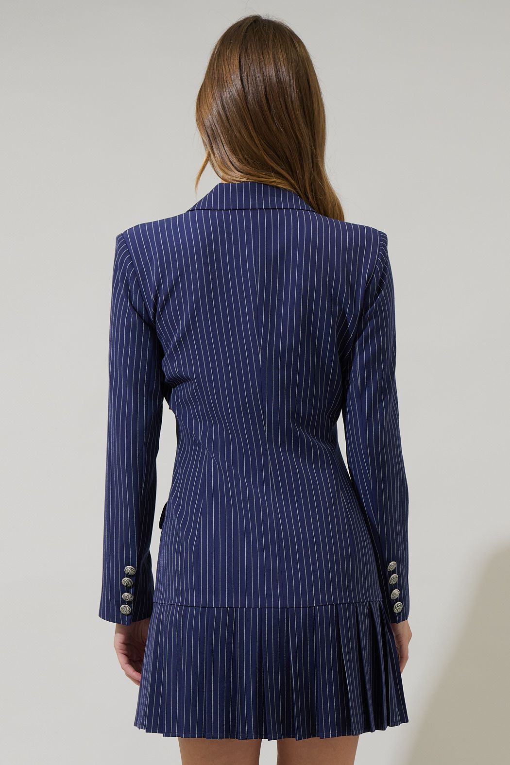 Celaya striped pleated blazer dress