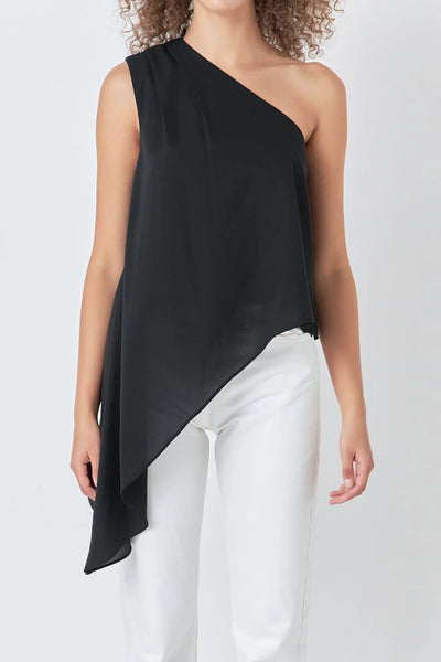 One shoulder waterfall top