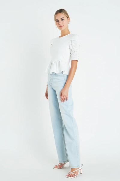 Pleated puff sleeve top