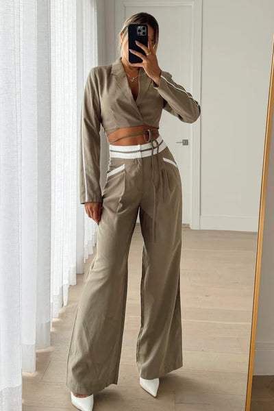 Tailored cropped blazer and pants set