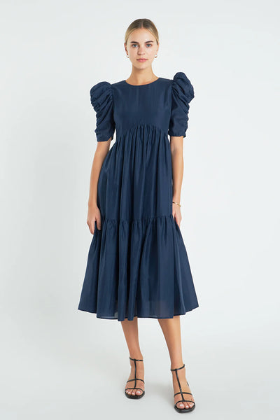 Puff sleeves midi dress