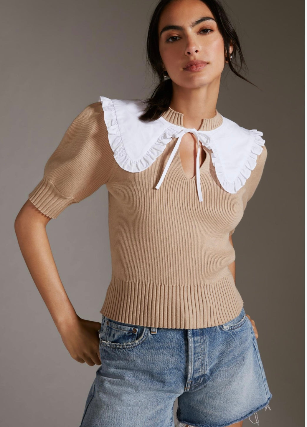 Maeve collar light sweater tee