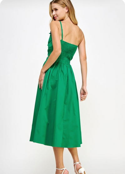 Emerald bow midi dress