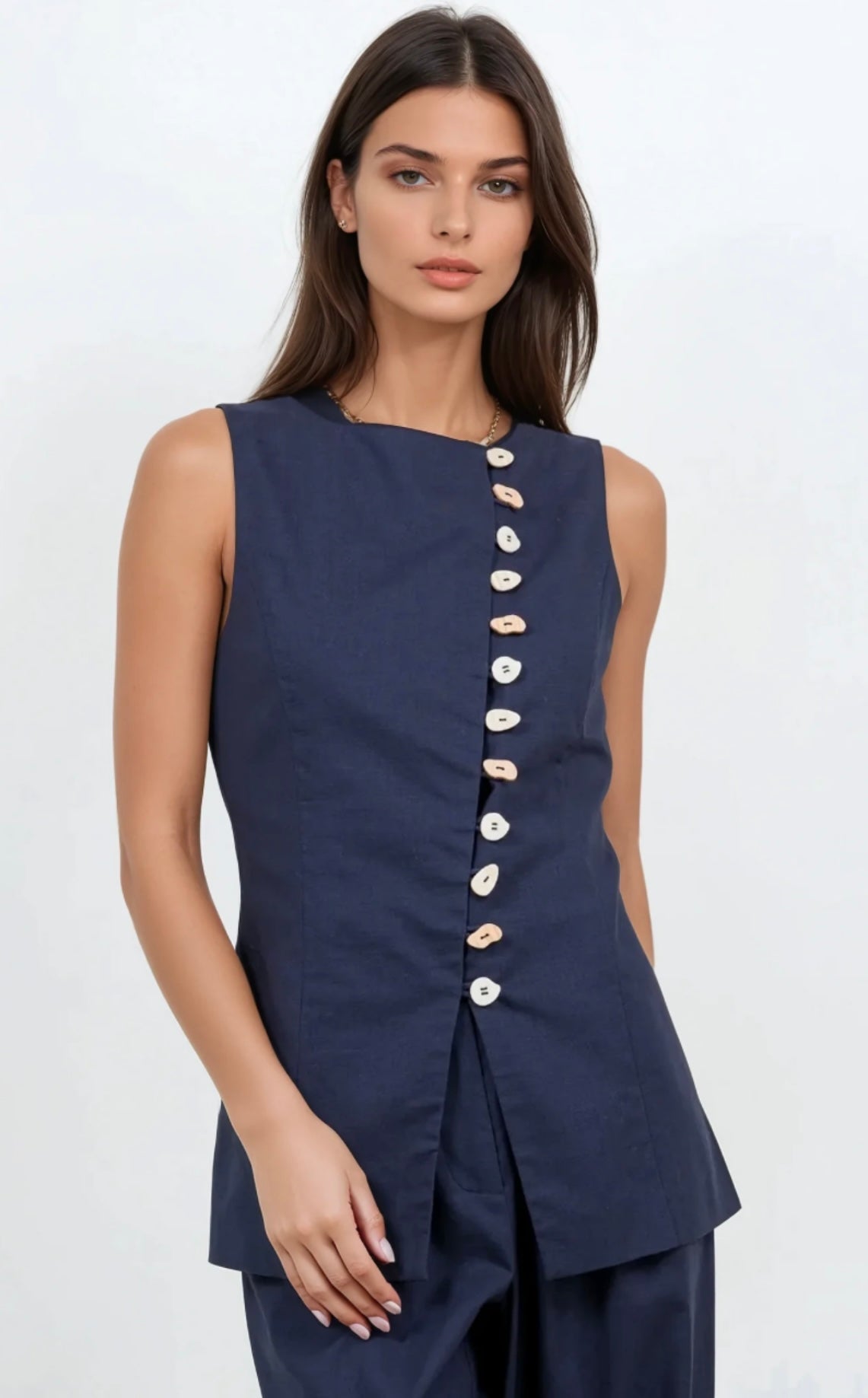 Multi accent button pant set
