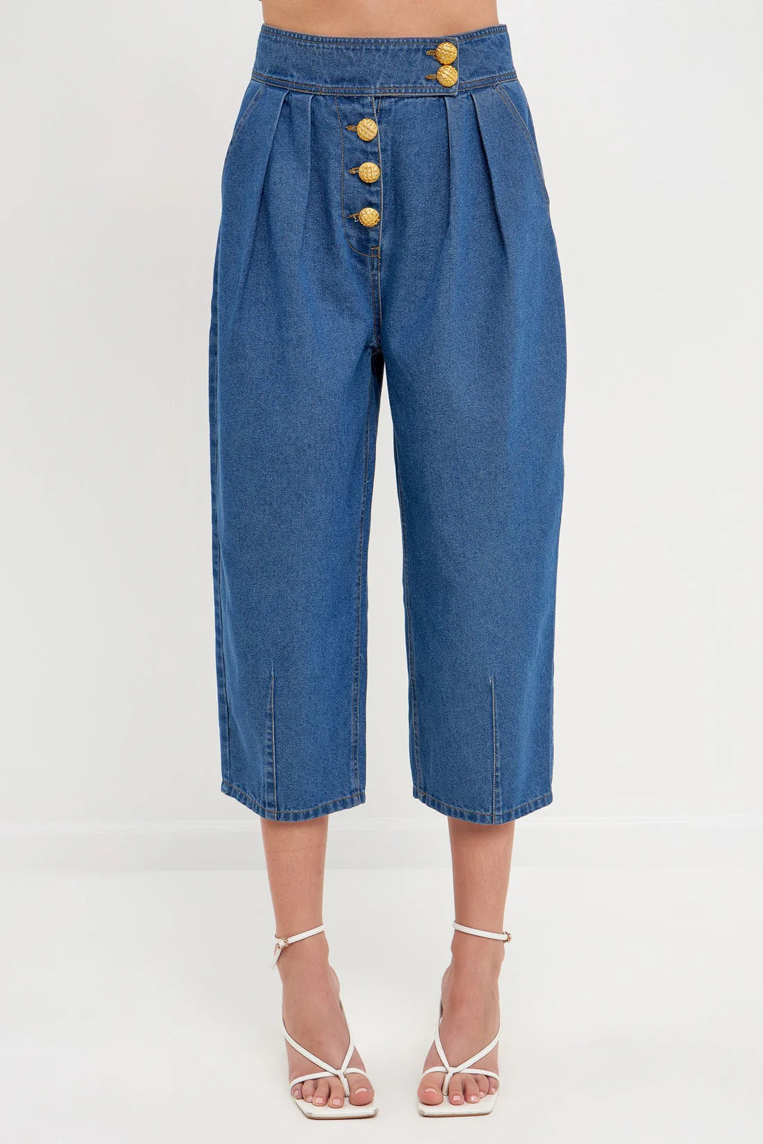 Premium denim cropped trousers