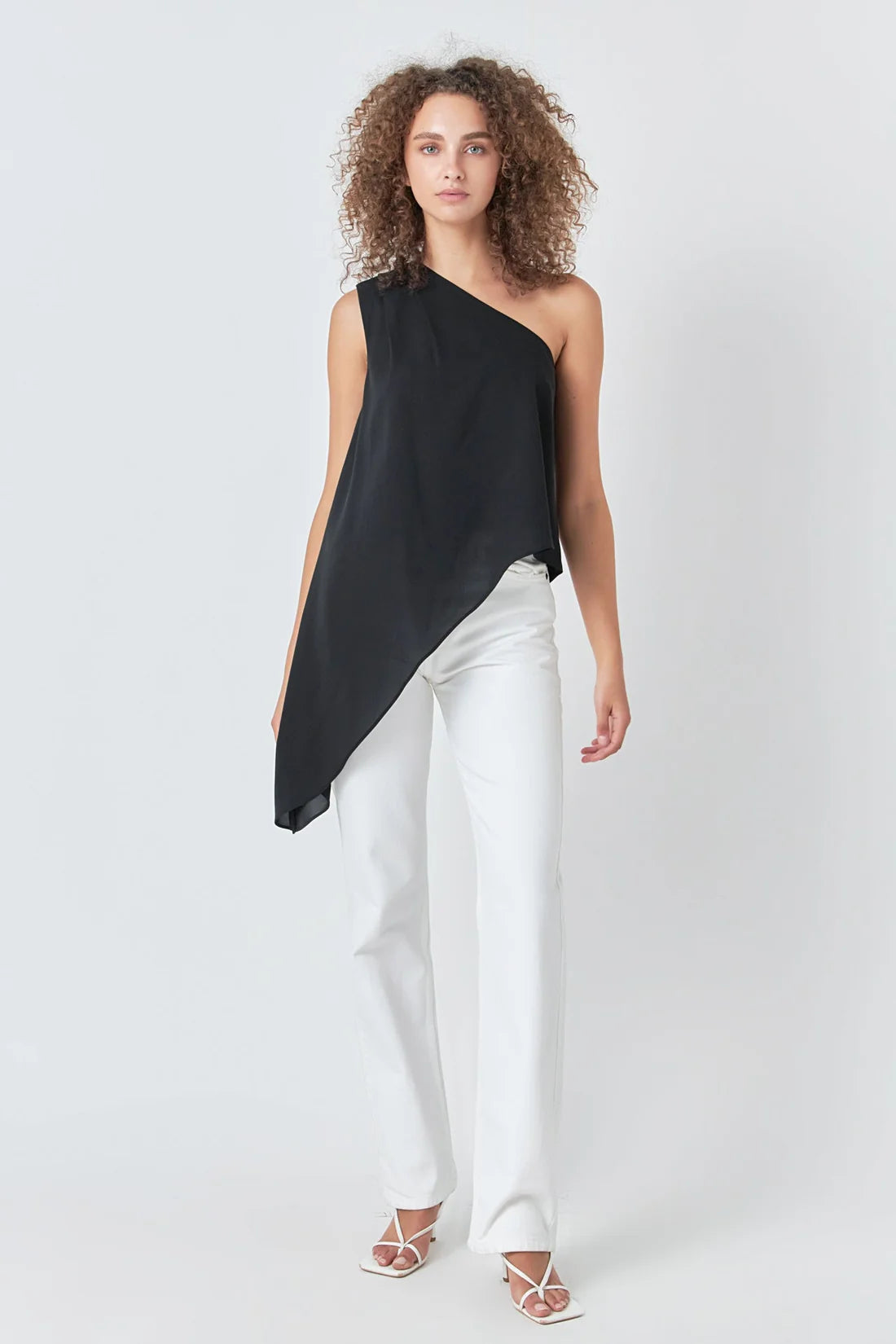 One shoulder waterfall top