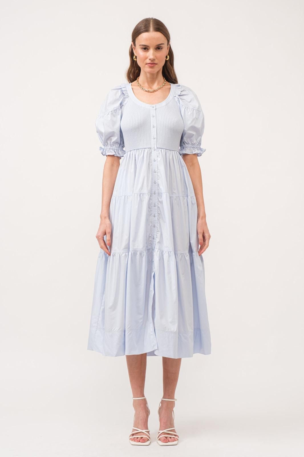 Kora light blue midi dress