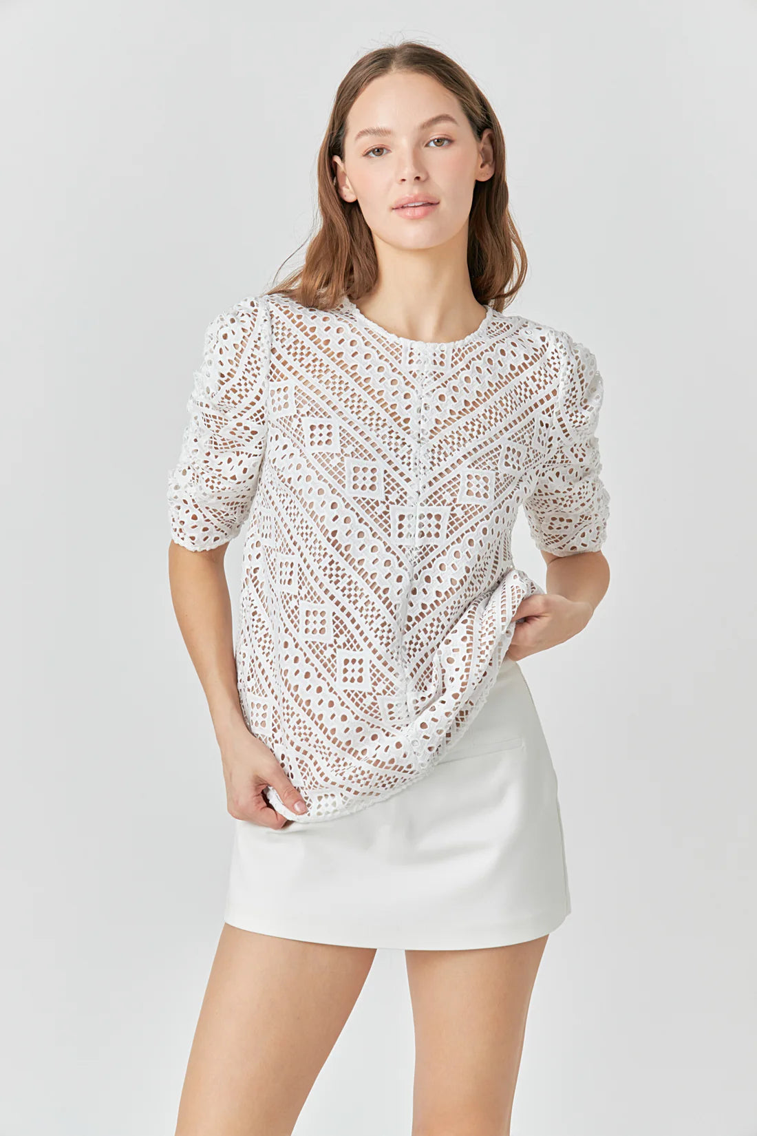 Embroidered lace blouse