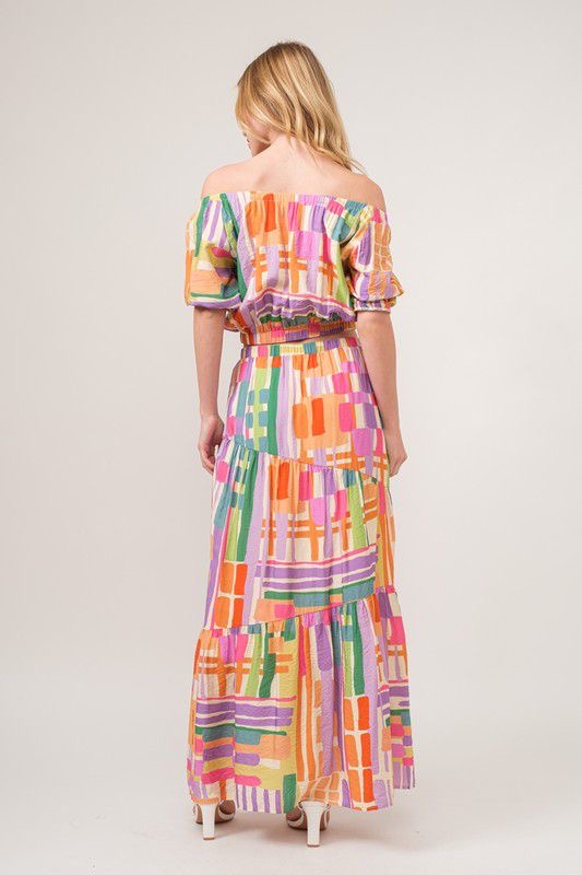 Lynda maxi multi color skirt set