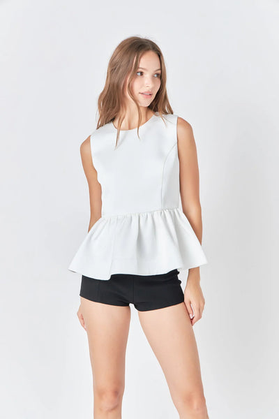 Peplum premium top in white