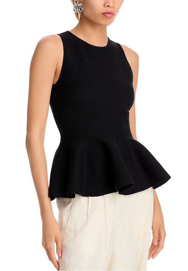 Anna knit peplum top in black