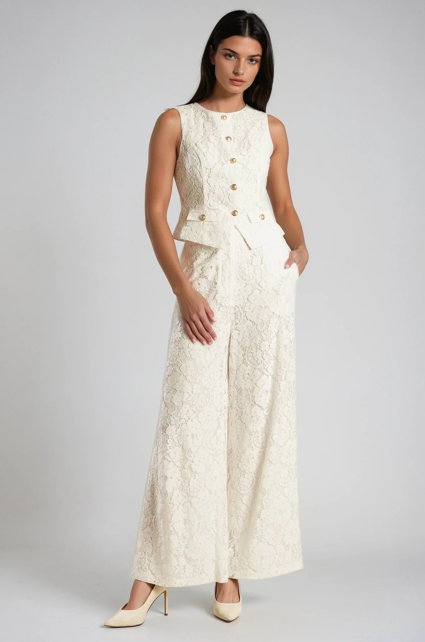 Lace top and pant set