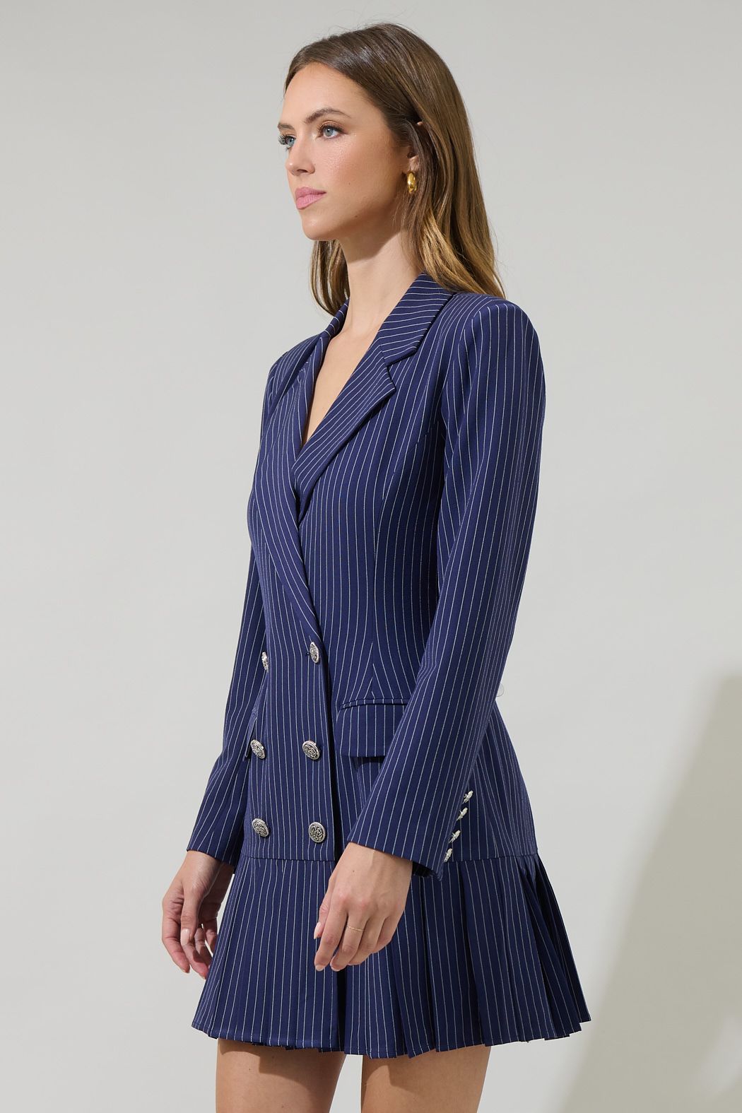 Celaya striped pleated blazer dress