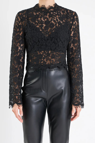 Lace top in black