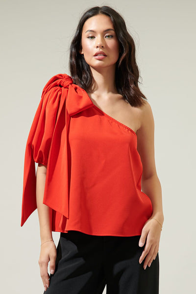 Portofino one shoulder blouse