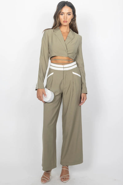 Tailored cropped blazer and pants set