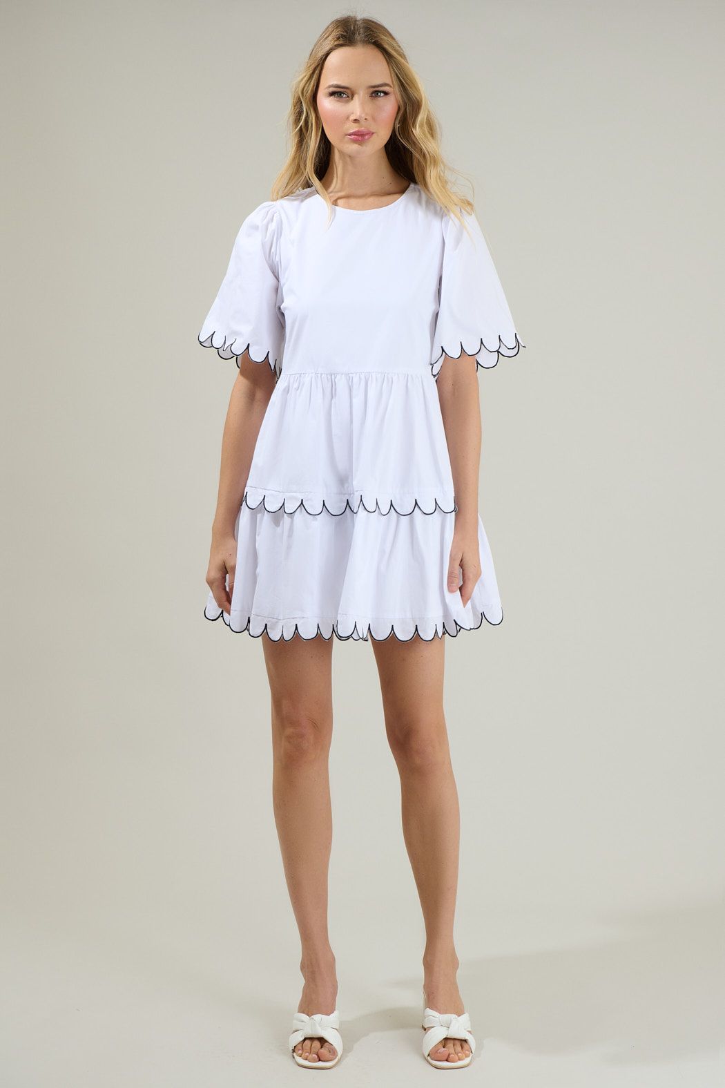 Scalloped babydoll dress