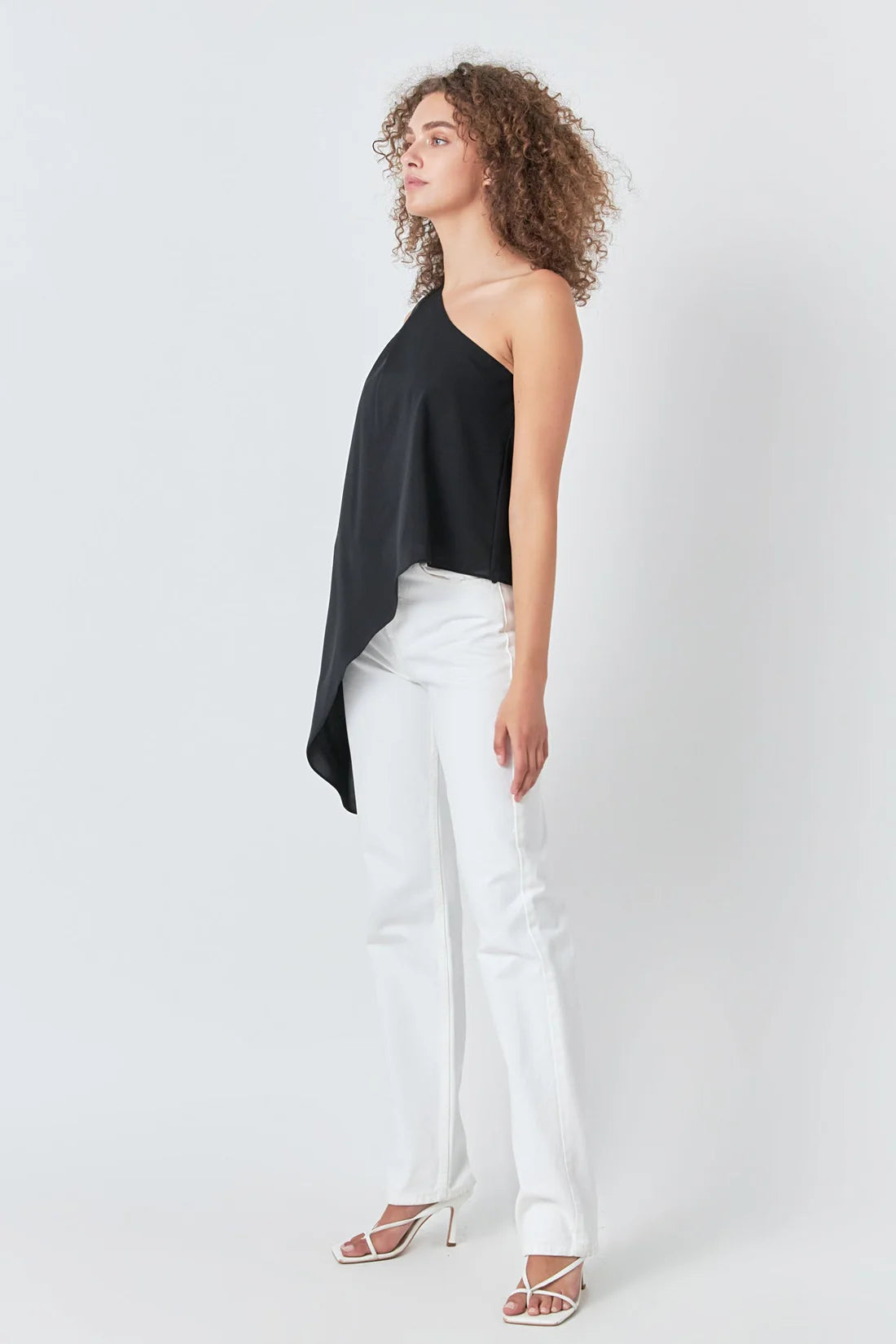 One shoulder waterfall top