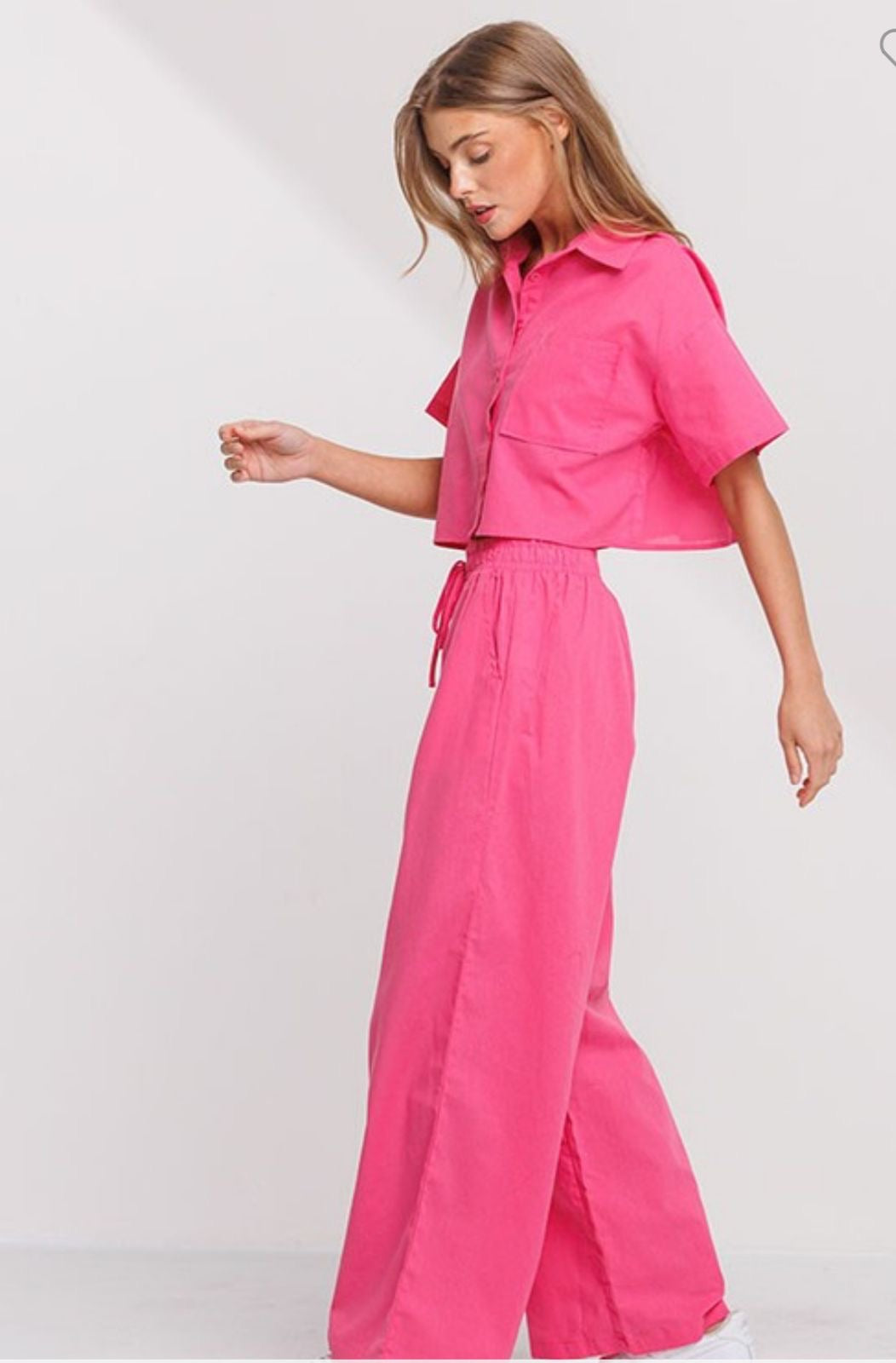 Marlo linen pant set in pink