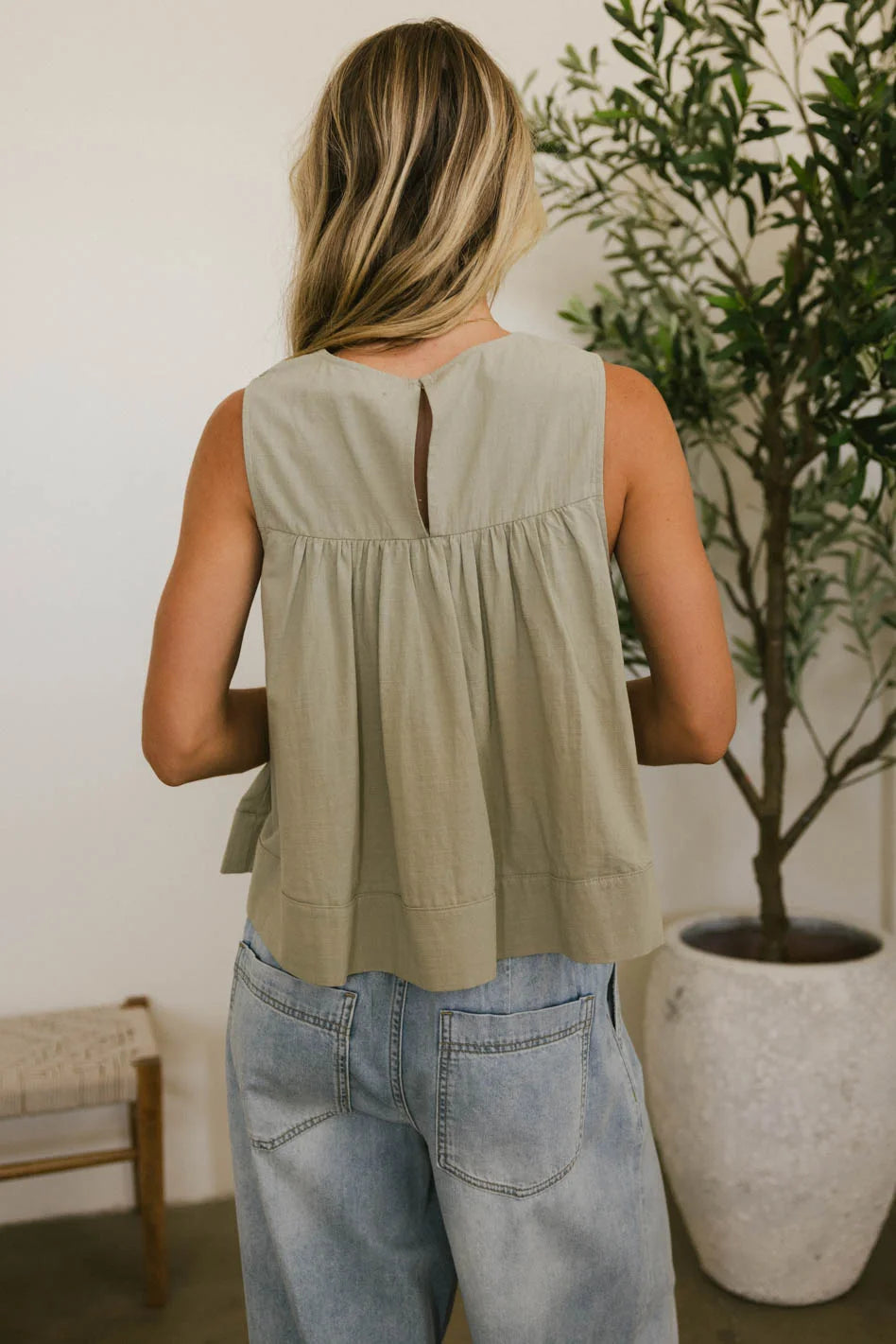 Ida pleated top set in olive