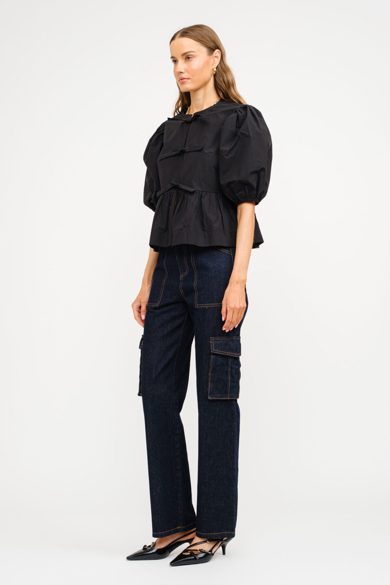 Norah poplin blouse in black