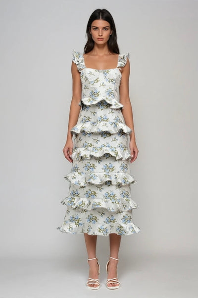 Elle tiered midi dress