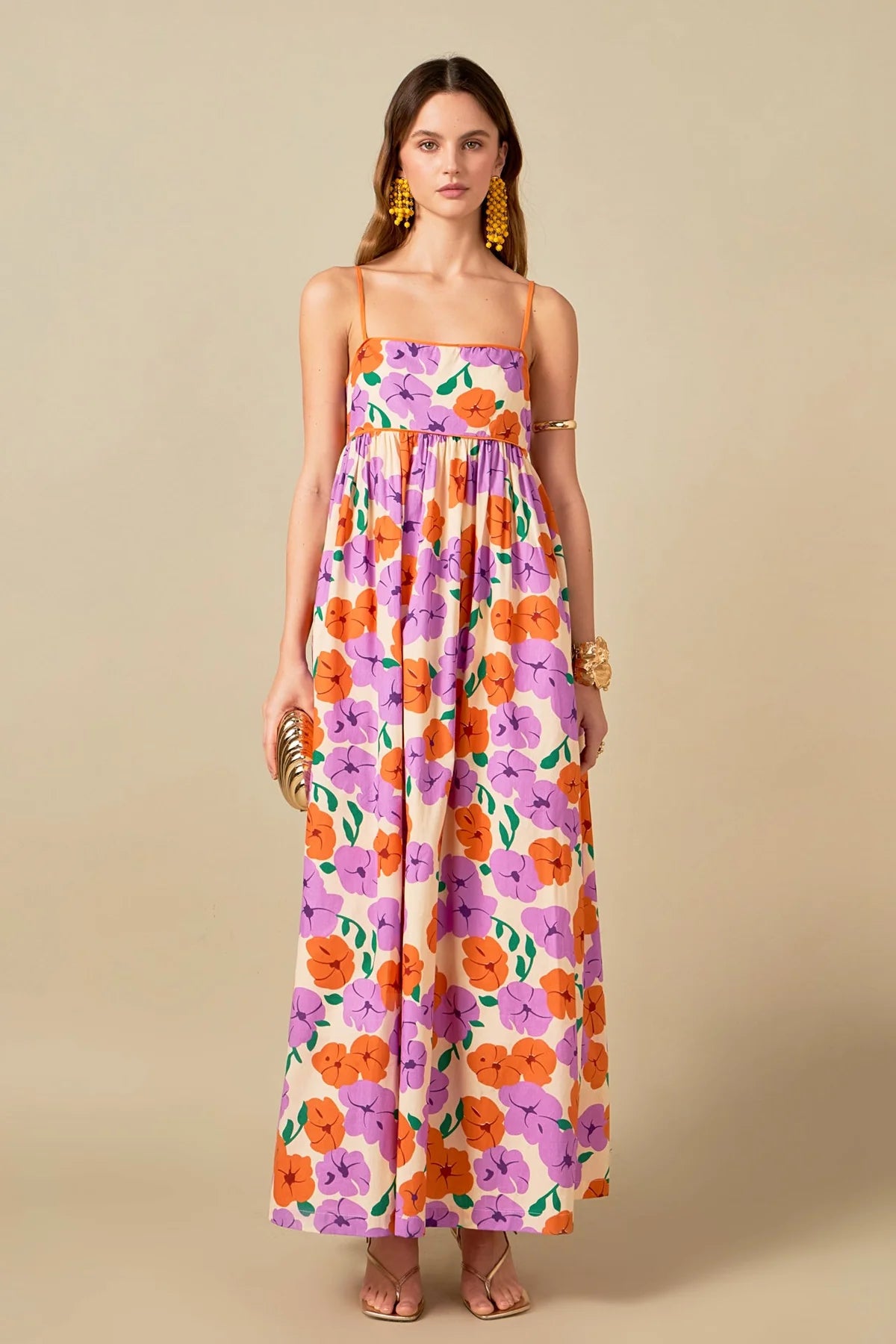 Print empire waist maxi dress