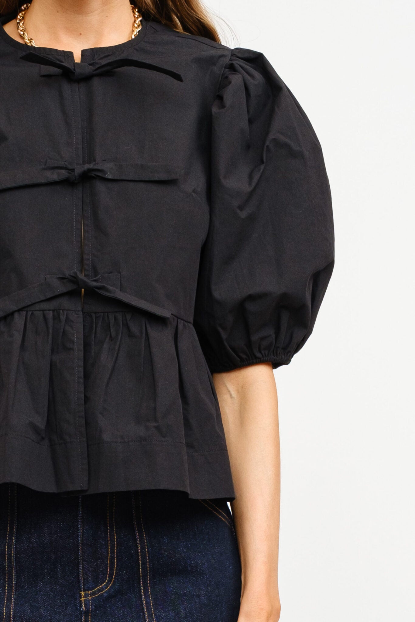 Norah poplin blouse in black