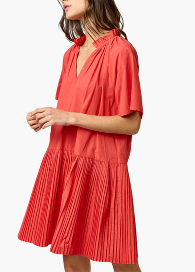 Pleated flare mini dress