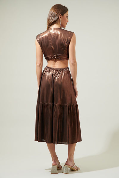 Lana cut out metallic midi dress