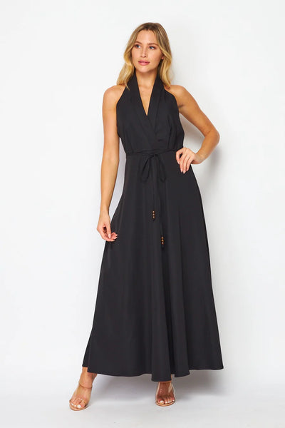 Halter maxi black dress