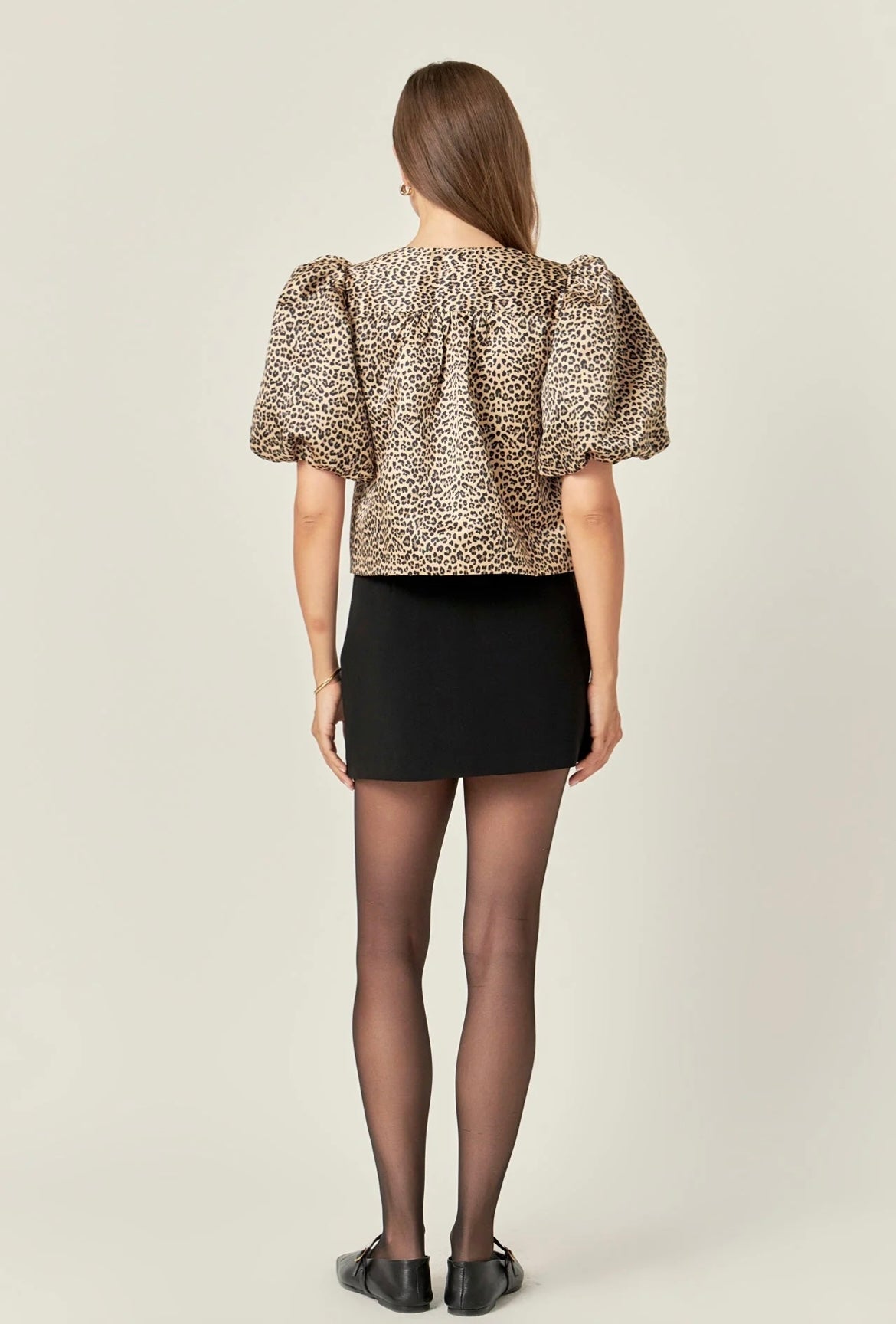 Leopard bow tie blouse