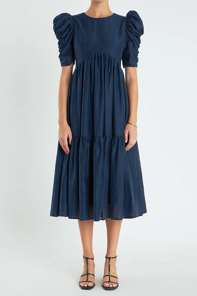 Puff sleeves midi dress