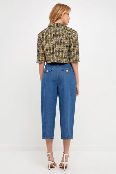 Premium denim cropped trousers