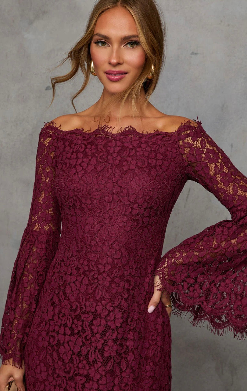 On your mind lace midi dress