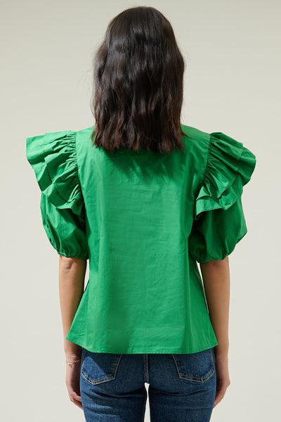 Risette cotton blouse in green