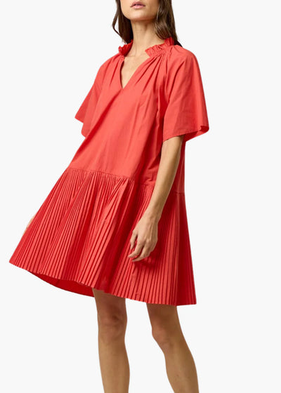 Pleated flare mini dress