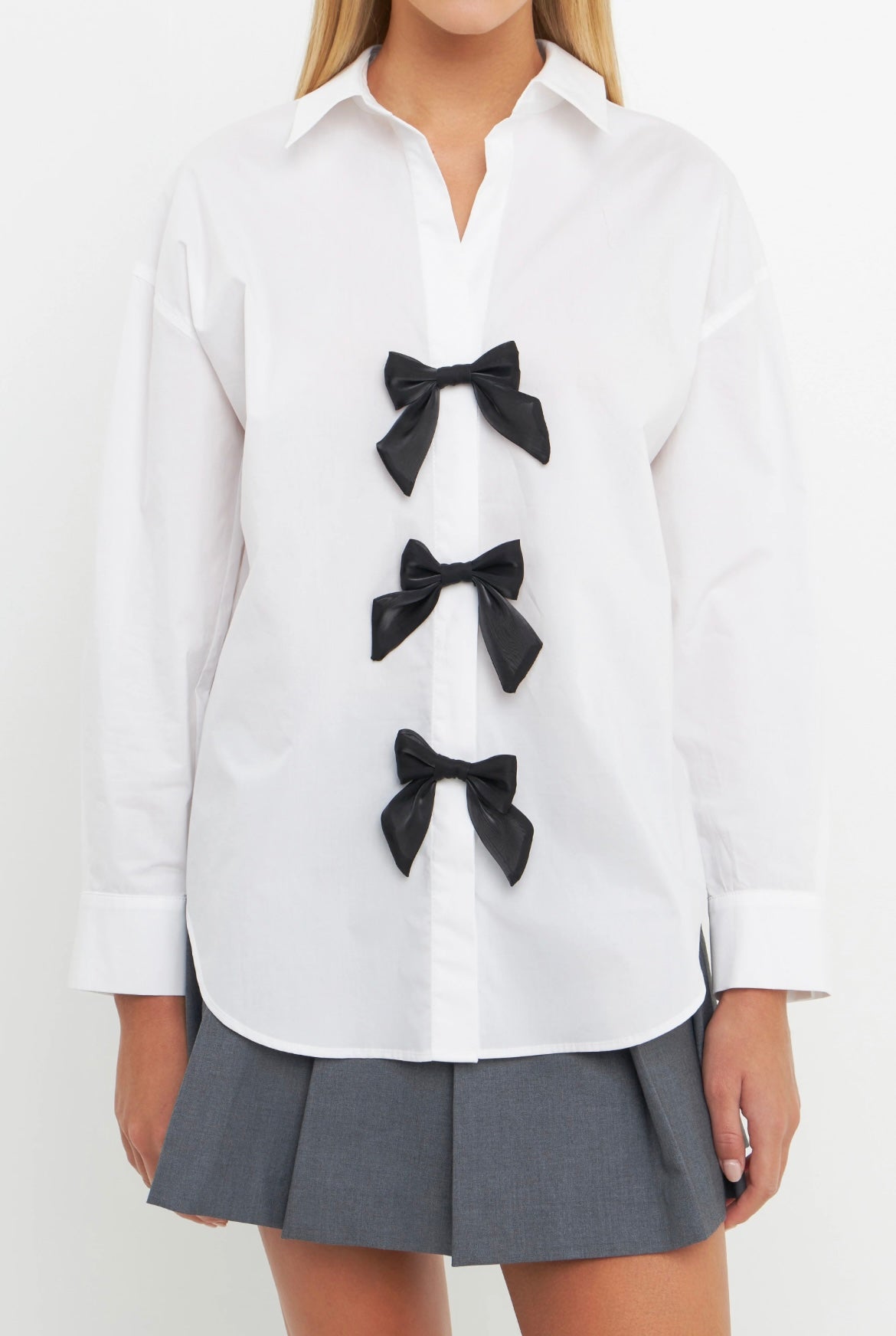 Bow poplin shirt