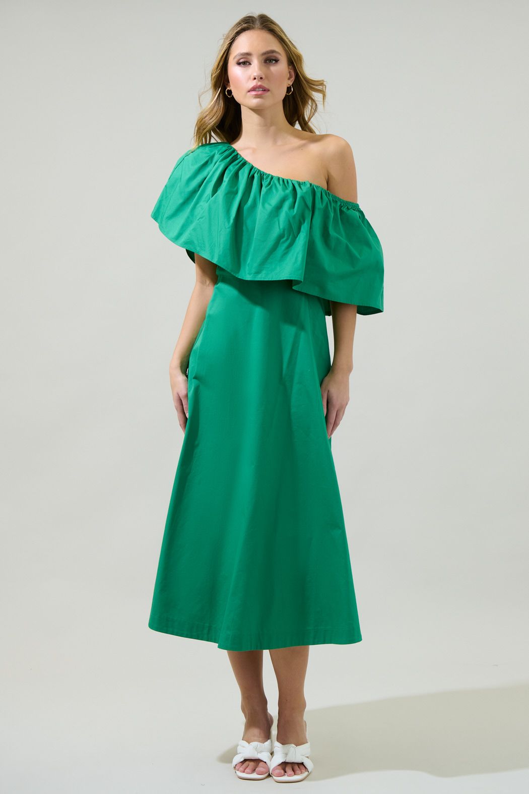 Gabrielle one shoulder midi dress