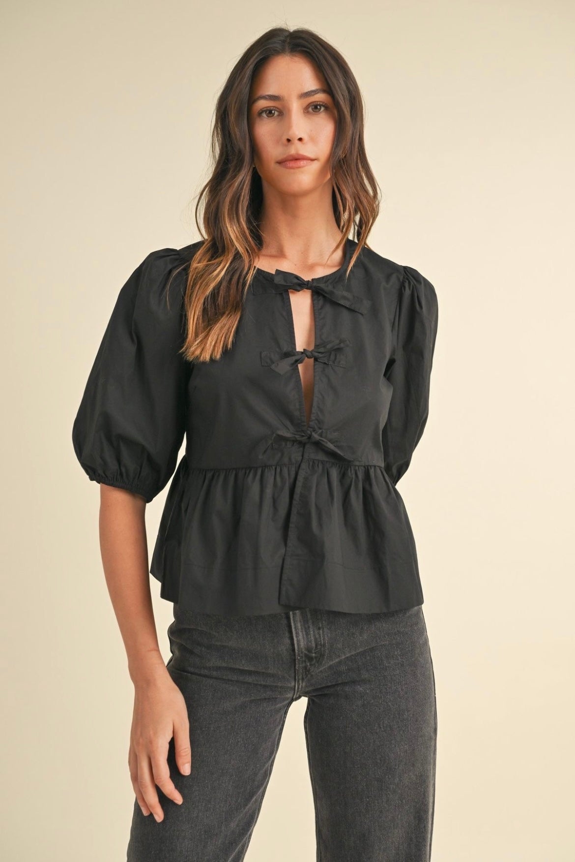 Rafaella peplum ribbon top