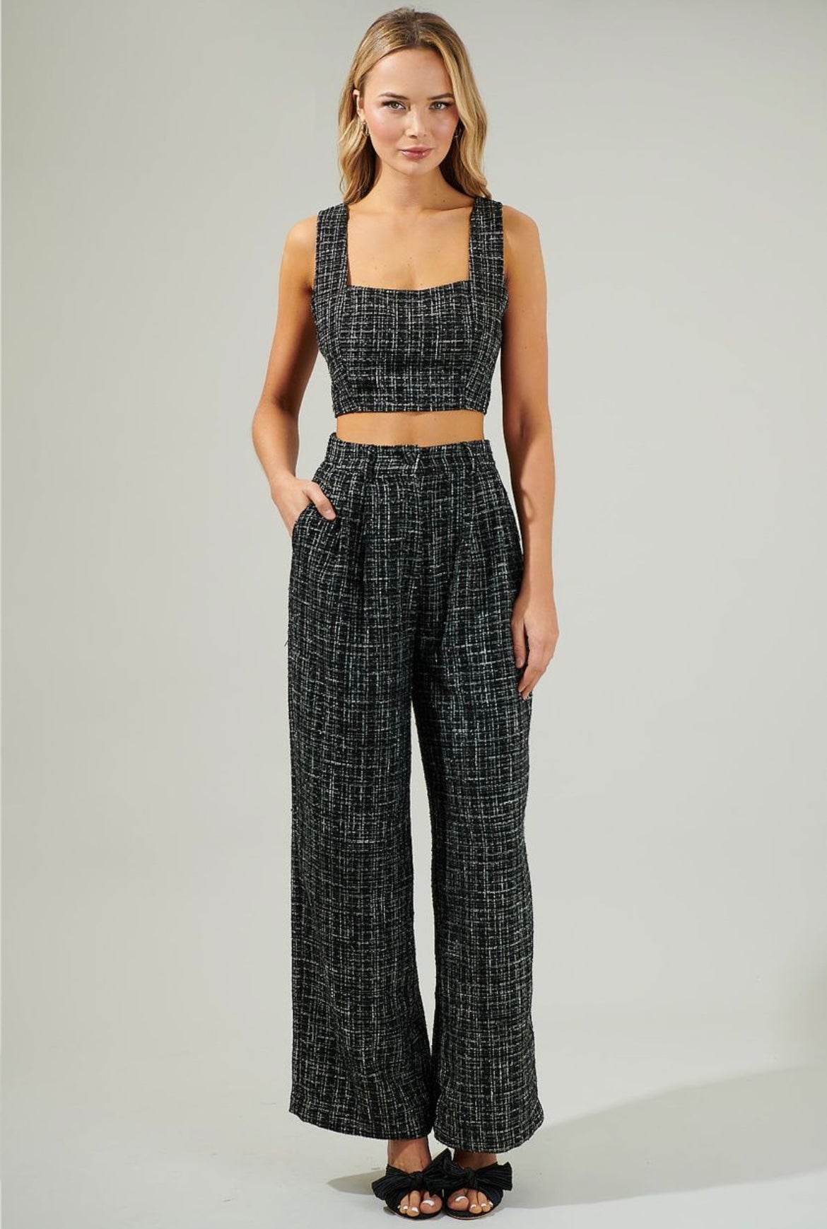 Adriella tweed pant in black