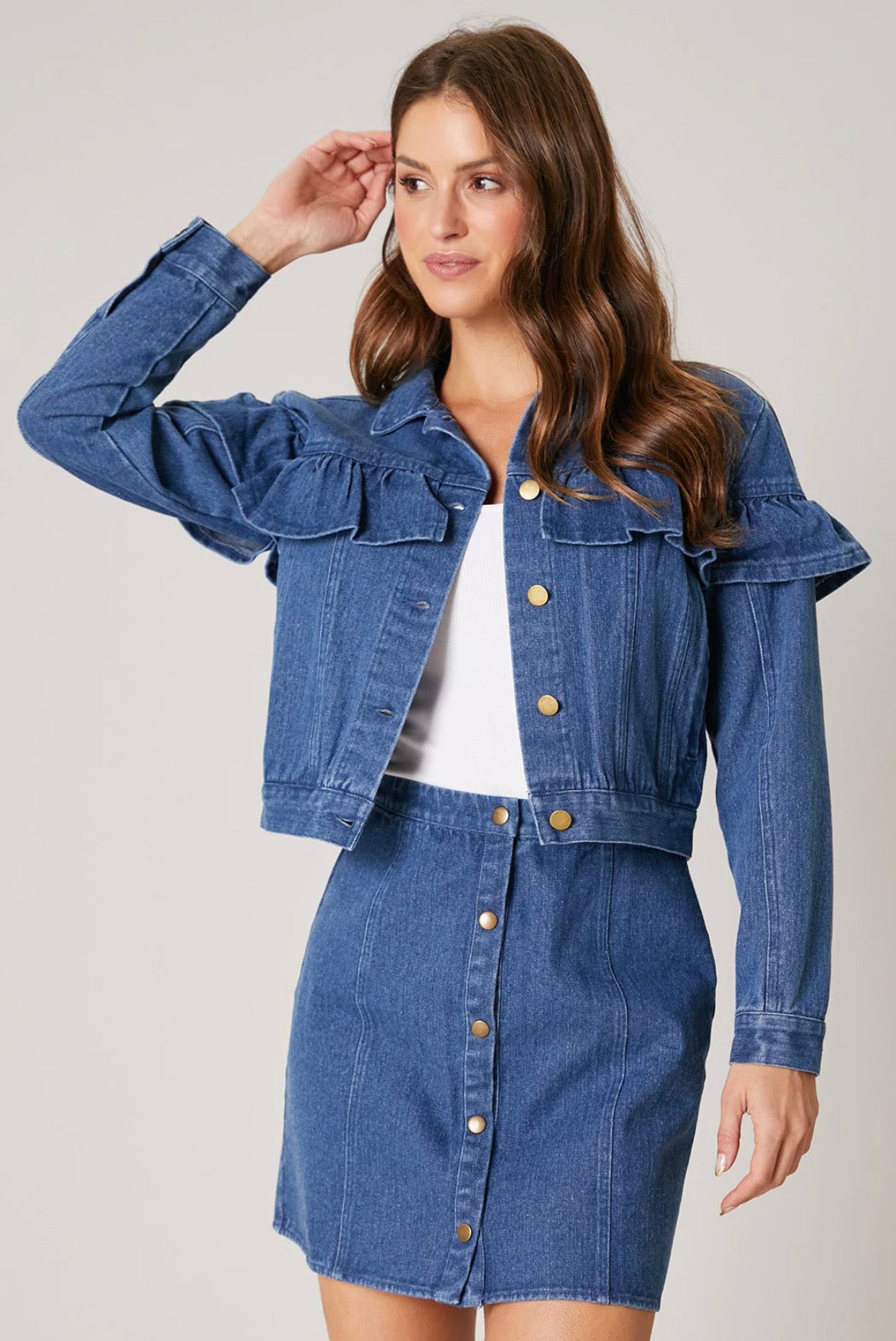 Stella denim ruffle jacket