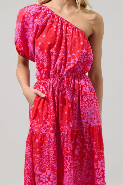 Addie floral one shoulder midi dress