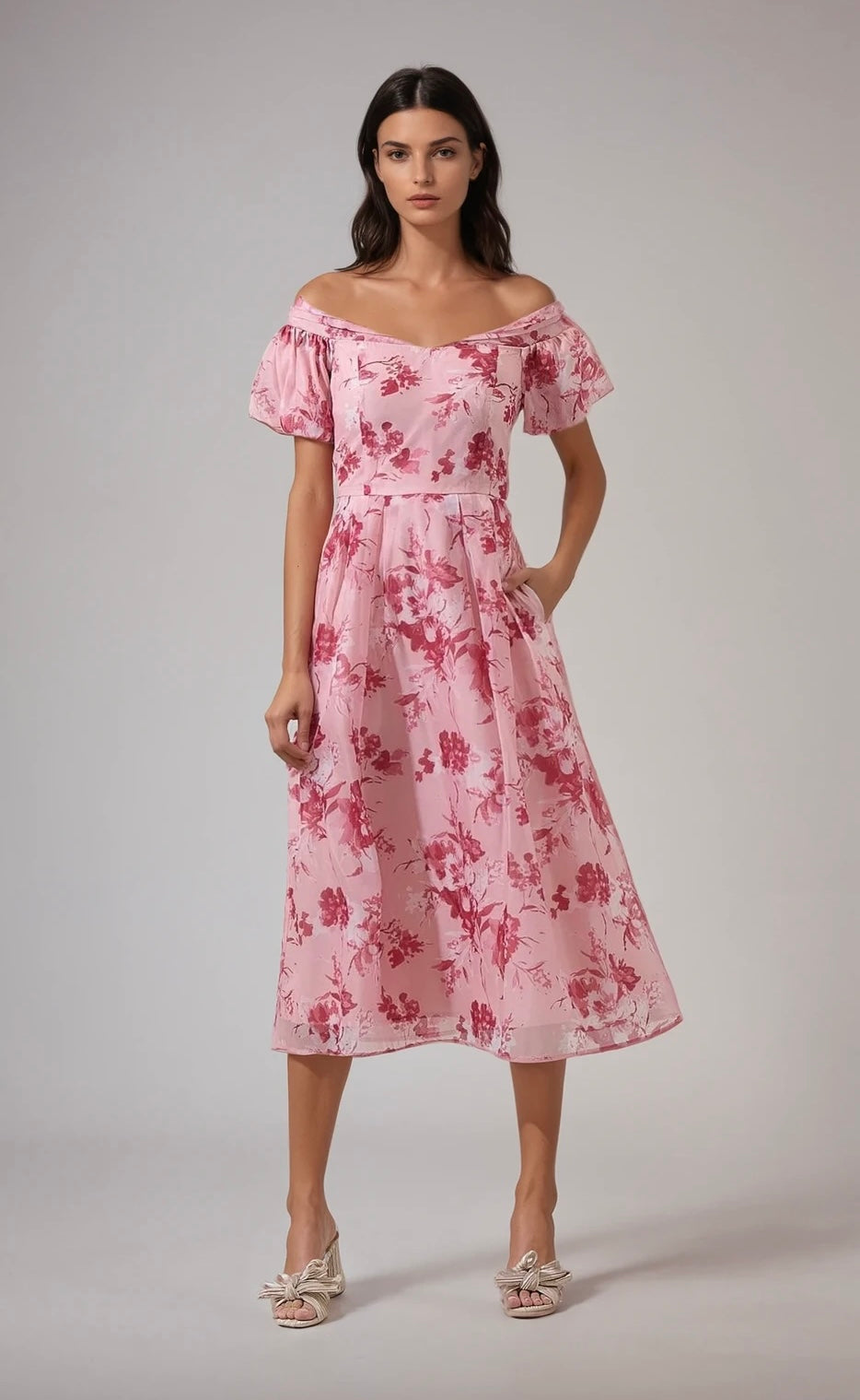 Carly off shoulder midi dress