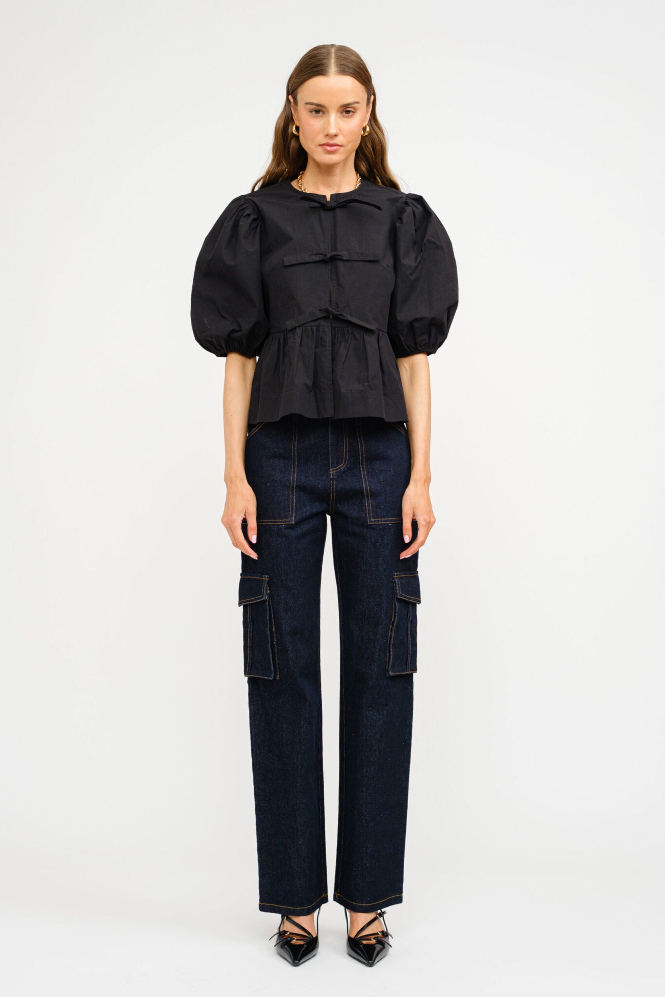 Norah poplin blouse in black