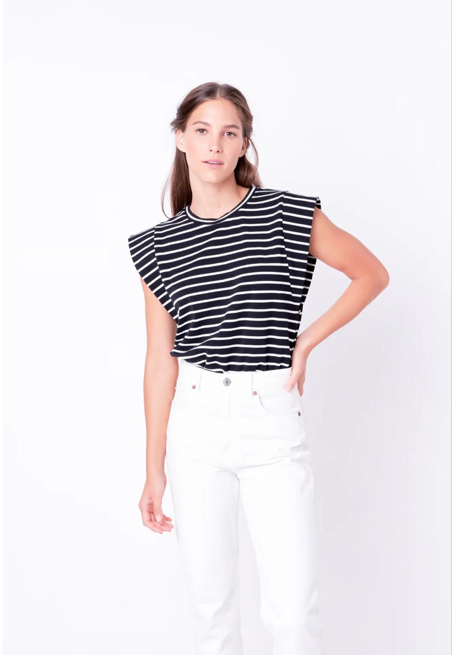 Striped rib tshirt B/W